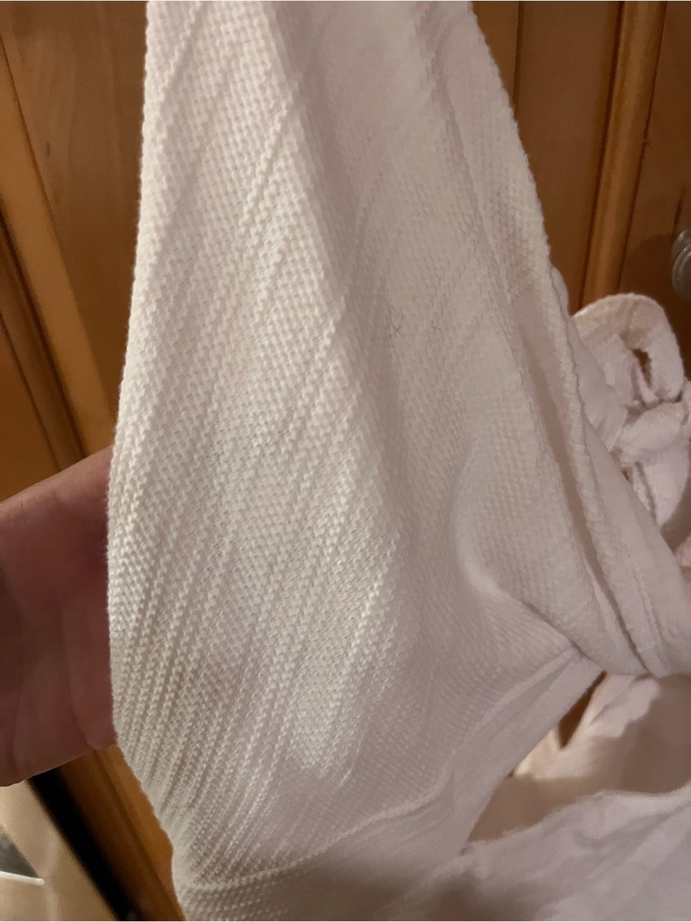 Free People Cream Textured Mini Dress with Tie Back - Picture 3 of 4